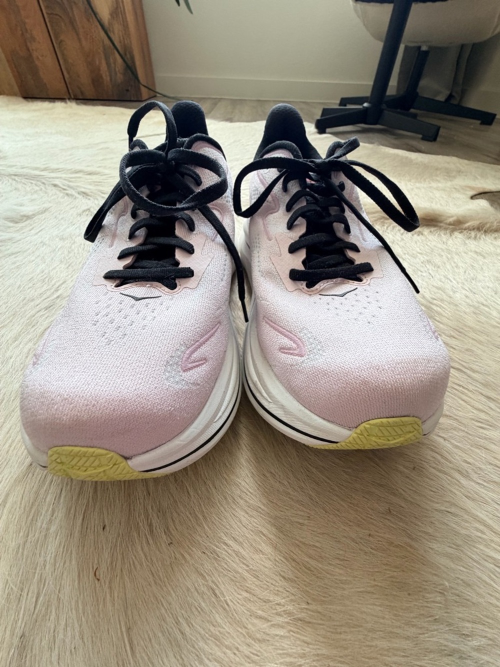 Clifton 10 Hoka Women’s Athletic Shoes - Light Pink with Black Laces